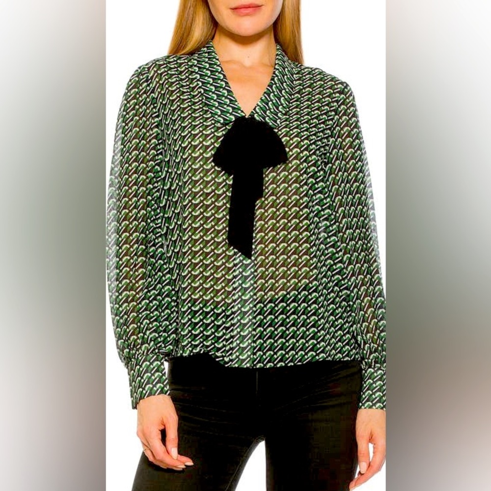 Serena Long Sleeve Tie Neck Blouse